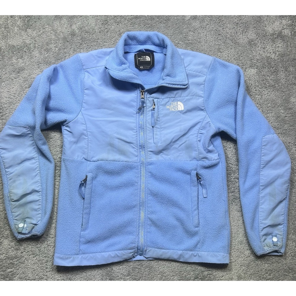 The North Face Denali Fleece Jacket Womens S Light Blue Outdoor‎ RARE *STAINS